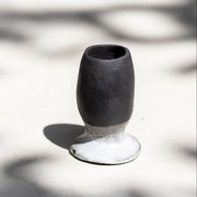  Handmade ceramic matcha whisk holder in black and white stoneware