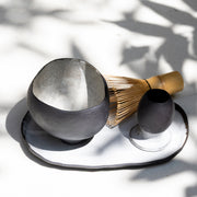     Handmade ceramic matcha set with chawan, whisk holder, tray and bamboo whisk