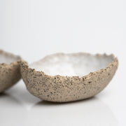     Handmade textured stoneware mini bowl with white glazed interior