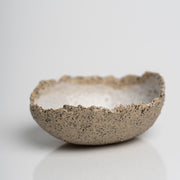     Handmade textured stoneware mini bowl with white glazed interior