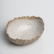     Handmade textured stoneware mini bowl with white glazed interior