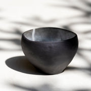     One-of-a-kind ceramic matcha bowl showing organic shape and cloud-like gla